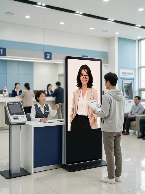 MijA guiding visitors at a public service center