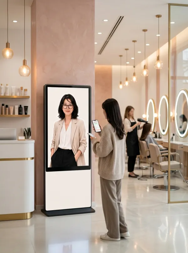 MijA welcoming customers at a salon